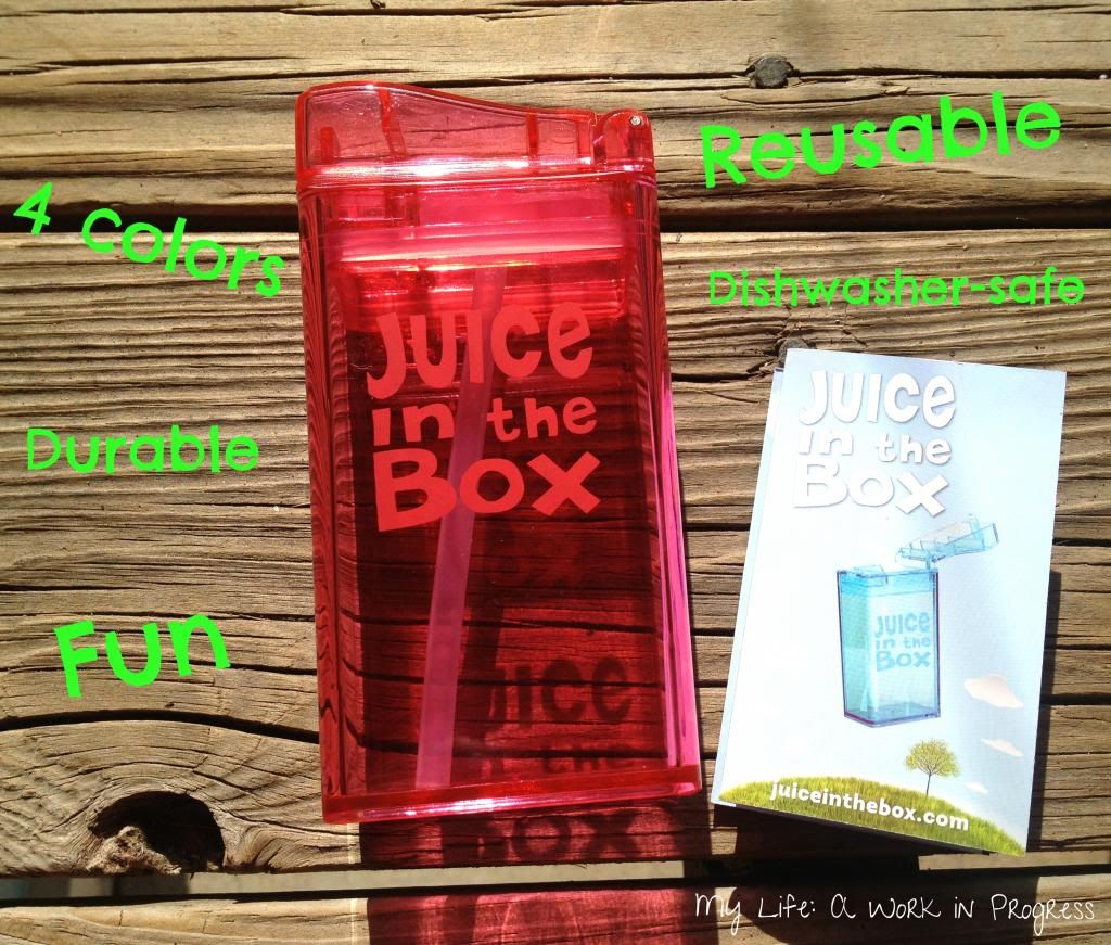 Juice in the Box- reusable and dishwasher safe. Read the review on My Life: A Work in Progress