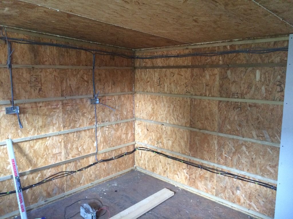 Electrician has done his thing inside, batten the walls &amp; plasterboard 